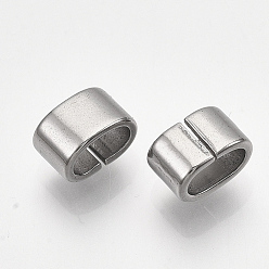 Stainless Steel Color 304 Stainless Steel Slide Charm, Rectangle, Stainless Steel Color, 5x8x5mm, Hole: 3x6mm