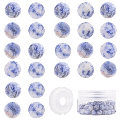 Jaspe Avec Point Bleu Ensembles de fabrication de bijoux Sunnyclue DIY, avec perles rondes en jaspe bleu naturel, teints et non teints, fil élastique, 8~8.5mm, Trou: 1mm, 10 pcs / boîte