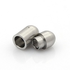 Stainless Steel Color 304 Stainless Steel Matte Surface Magnetic Clasps with Glue-in Ends, Barrel, Stainless Steel Color, 18.5x9mm, Hole: 5mm
