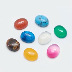 Mixed Stone Natural & Synthetic Mixed Stone Cabochons, Oval, 10x8x4mm