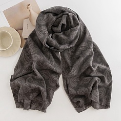 Черный Теплый шарф из полиэстера, зимний шарф, шарф с кисточками и узором пейсли, чёрные, 180x69 мм