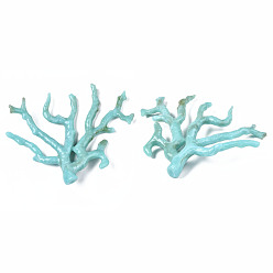 Turquoise Moyen Pendentifs en acrylique, style de pierres fines imitation, demi-trou, fût, turquoise moyen, 90x105x14~17mm, Trou: 0.9mm