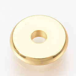 Настоящее золото 18K Spacer бисер латунные, диск, реальный 18 k позолоченный, 8x1.5 мм, отверстие : 2 мм