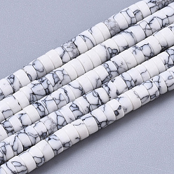 Light Grey Synthetic Turquoise Beads Strands, Dyed, Heishi Beads, Disc, Light Grey, 4x1~2mm, Hole: 0.7mm, about 195~213pcs/strand, 14.96 inch~15.31 inch(38~38.9cm)