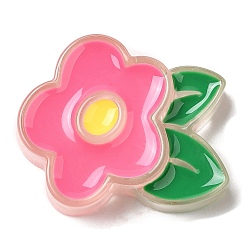 Flower Translucent Resin Cabochons, with Enamel, Flower, 29x25.5x7mm