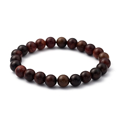 Coconut Brown Unisex Natural Wood Beaded Stretch Bracelets, Round, Coconut Brown, Inner Diameter: 2-1/8 inch(5.5cm), Bead: 8.5mm
