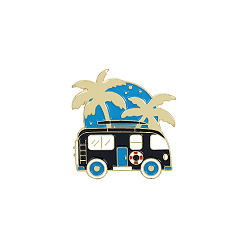 Bleu Dodger Broches en alliage thème printemps, épinglette de randonnée en émail, pour les vêtements de sac à dos, camping-car/véhicule récréatif & cocotiers, or, Dodger bleu, 30x28mm