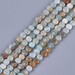 Flower Amazonite Natural Flower Amazonite Beads Strands, Faceted, Flat Round, 4~4.5x2.5~3mm, Hole: 0.8mm, about 88~89pcs/strand, 14.9 inch~15.1 inch