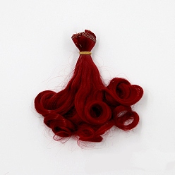 Dark Red High Temperature Fiber Long Pear Perm Hairstyle Doll Wig Hair, for DIY Girl BJD Makings Accessories, Dark Red, 5.91~39.37 inch(15~100cm)