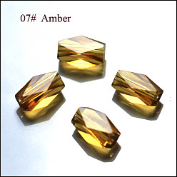 Verge D'or Imitations de perles de cristal autrichien, grade de aaa, facette, colonne, verge d'or, 8x5.5mm, Trou: 0.7~0.9mm