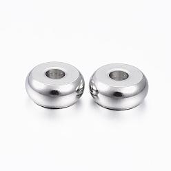 Stainless Steel Color 201 Stainless Steel Spacer Beads, Flat Round, Stainless Steel Color, 8x3.5mm, Hole: 2.5mm