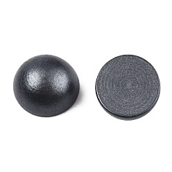 Black Painted Natural Wood Cabochons, Pearlized, Half Round, Black, 12x6mm