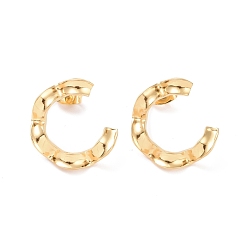 Golden Ion Plating(IP) 304 Stainless Steel Stud Earring for Women, Twist Letter C, Golden, 19x17.5x3.5mm, Pin: 0.8mm