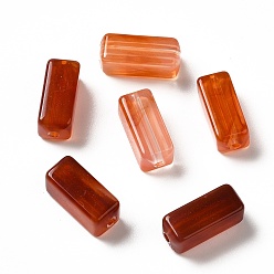 Coconut Brown Transparent Acrylic Beads, Two Tone, Cuboid, Coconut Brown, 13.5x5.5x5.5mm, Hole: 1.6mm, about: 1150pcs/500g