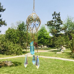 Cyan K9 Glass Pendant Decorations, Hanging Suncatchers, for Home Garden Decorations, Cone & Bullet, Cyan, 270~280mm