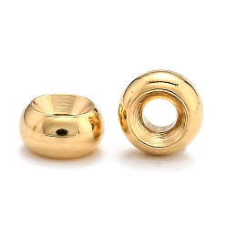 Настоящее золото 24K Spacer бисер латунные, долговечный, плоско-круглые, реальный 24 k позолоченный, 5x2.5 мм, отверстие : 1.5 мм