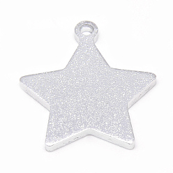 Silver Aluminum Pendants, Star, Silver Color Plated, 30x27x2mm, Hole: 2mm
