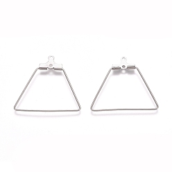 Stainless Steel Color 304 Stainless Steel Wire Pendants, Hoop Earring Findings, Trapezoid, Stainless Steel Color, 21 Gauge, 26.5x27.5x0.7mm, Hole: 1mm