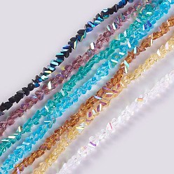 Couleur Mélangete Perles en verre electroplate, de couleur plaquée ab , triangle, couleur mixte, 2.2~3x3~4.7x2~3mm, Trou: 0.7mm, Environ 171~181 pcs/chapelet, 12.4 pouces ~ 14.84 pouces (31.5~37.7 cm)
