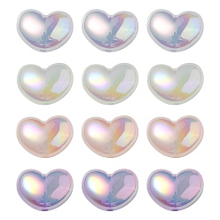 Couleur Mélangete Placage uv arc-en-ciel irisé imitation gelée perles acryliques, cœur, couleur mixte, 16x21x11mm, Trou: 2mm