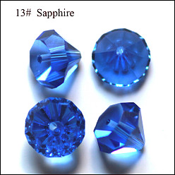 Синий Имитация Австрийские кристаллические шарики, класс AAA, граненые, алмаз, синие, 9.5~10x7~8 мм, отверстие : 0.9~1 мм