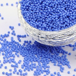 Bleu Bleuet 12/0 grader des perles de rocaille en verre rondes, cuisson des peintures, bleuet, 12/0, 2x1.5mm, Trou: 0.7mm, environ 30000 pcs / sachet 
