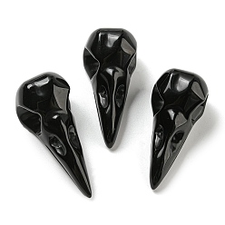 Obsidiana Colgantes naturales de obsidiana, dijes de calavera con cabeza de pájaro, 47~49x20~22x20~22 mm, agujero: 2~2.5 mm