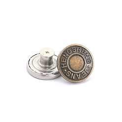 Bronze Antique Épingles à boutons en alliage pour jeans, boutons nautiques, accessoires du vêtement, ronde, bronze antique, 20mm