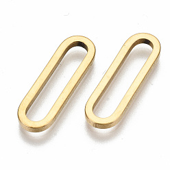 Oro 201 de acero inoxidable que une los anillos, Corte con laser, oval, dorado, 20x6x1.5 mm, diámetro interior: 17x3 mm
