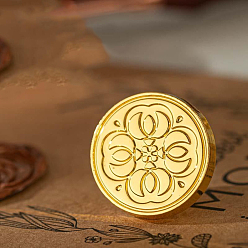 Flower Golden Tone Wax Seal Alloy Stamp Head, for Invitations, Envelopes, Gift Packing, Flower, 25mm