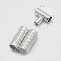 Платина Родиевое покрытие 925 магнитные застежки из стерлингового серебра, с печатью s925, колонка, платина, 15x6 мм, 4 мм внутренним диаметром