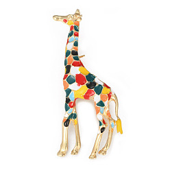Colorful Golden Plated Alloy Brooches, Enamel Pin, Giraffe, Colorful, 59.5x25.5x8.5mm, Pin: 0.8mm