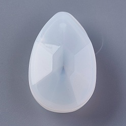 White Pendant Silicone Molds, Resin Casting Molds, For UV Resin, Epoxy Resin Jewelry Making, teardrop, Faceted, White, 54x34x10mm, 54x34x10mm, Hole: 5mm, Inner Size: 49x29mm