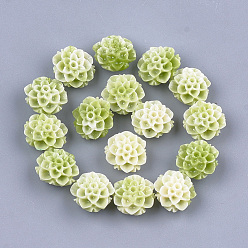 Vert Jaune Perles de corail synthétiques, teint, fleur de lotus, vert jaune, 10x11x6.5mm, Trou: 1.2mm