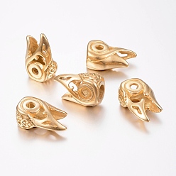 Golden Ion Plating(IP) 304 Stainless Steel Beads, Large Hole Beads, Bird Head, Golden, 21.5x14x9mm, Hole: 6mm