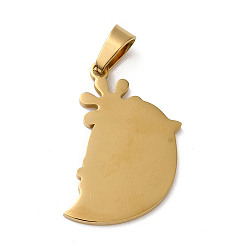 Golden Ion Plating(IP) 304 Stainless Steel Pendants, Stamping Blank Tag, Ghost Charm, Golden, 28x20x1.5mm, Hole: 7x4mm
