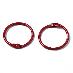 Rouge Porte-clés fendus en fer peint à la bombe, anneau, rouge, 30x4mm