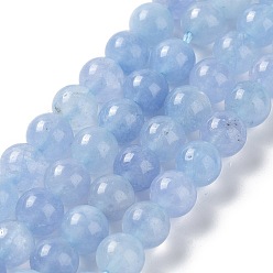 Aciano Azul Teñido natural malasia jade perlas hebras, rondo, azul aciano, 8 mm, agujero: 1.2 mm, sobre 23 unidades / cadena, 7.28 pulgada (18.5 cm)