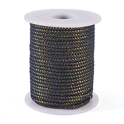 Prussian Blue Round String Thread Polyester Cords, with Gold Wire, Prussian Blue, 2.5mm, about 21.87 yards(20m)/roll