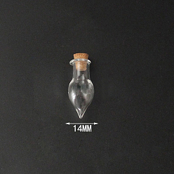Clair Mini contenants de perles de bouteille en verre à haute teneur en borosilicate, souhaitant bouteille, avec bouchon en liège, clair, 3.35x1.4 cm