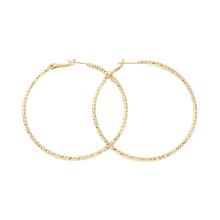 Real 18K Gold Plated Brass Big Hoop Earrings for Women, Long-Lasting Plated, Cadmium Free & Nickel Free & Lead Free, Real 18K Gold Plated, 12 Gauge, 62x60x2mm, Pin: 0.8mm