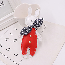 Red PU Leather Rabbit Keychain, with Iron Findings, for Women Bag Car Key Decorations, Red, Rabbit: 15cm