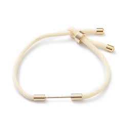 Creamy White Braided Nylon Cord Bracelet Making, with Brass Findings, Creamy White, 9-1/2 inch(24cm), Link: 26x4mm