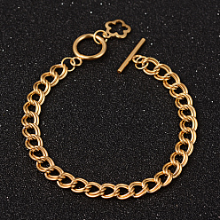 Oro Flor pulseras de cadena doble vínculo de acero inoxidable de 304, con broches ot, dorado, 7-5/8 pulgada (195 mm), 8 mm