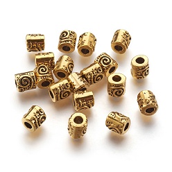 Oro Antiguo Abalorios de aleación de estilo tibetano, columna, sin cadmio y níque y plomo, oro antiguo, 6 mm, agujero: 2.5 mm