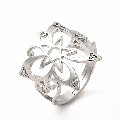 Stainless Steel Color 304 Stainless Steel Butterfly with Star Adjustable Ring for Women, Stainless Steel Color, US Size 6 1/4(16.7mm)