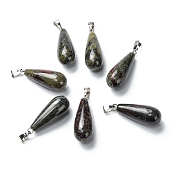 Dragon Blood Natural Dragon Blood Pendants, with Platinum Brass Findings, Teardrop, 26.5~29x10mm, Hole: 2.5~3.5x4~6mm