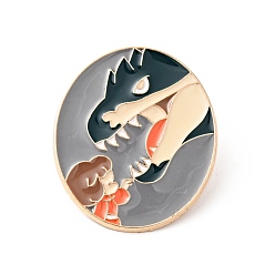 Gris Pizarra Oscura Pin de esmalte de dinosaurio, insignia de aleación chapada en oro claro para ropa de mochila, gris pizarra oscuro, 30.5x36x1.5 mm