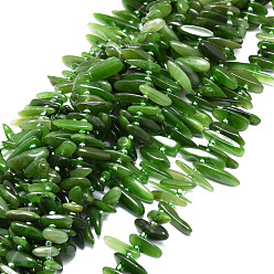 Other Jade Natural Canada Jade Beads Strands, Nuggets, 9.5~30x4.5~7.5x1.5~5mm, Hole: 0.8mm, about 70~80pcs/strand, 15.75 inch(40cm)