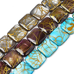 Mixed Color Natural Freshwater Shell Beads Strands, Dyed and Drawbench, Square, Mixed Color, 18x18x4.5mm, Hole: 0.7mm, about 22pcs/strand, 15.55 inch(39.5cm)